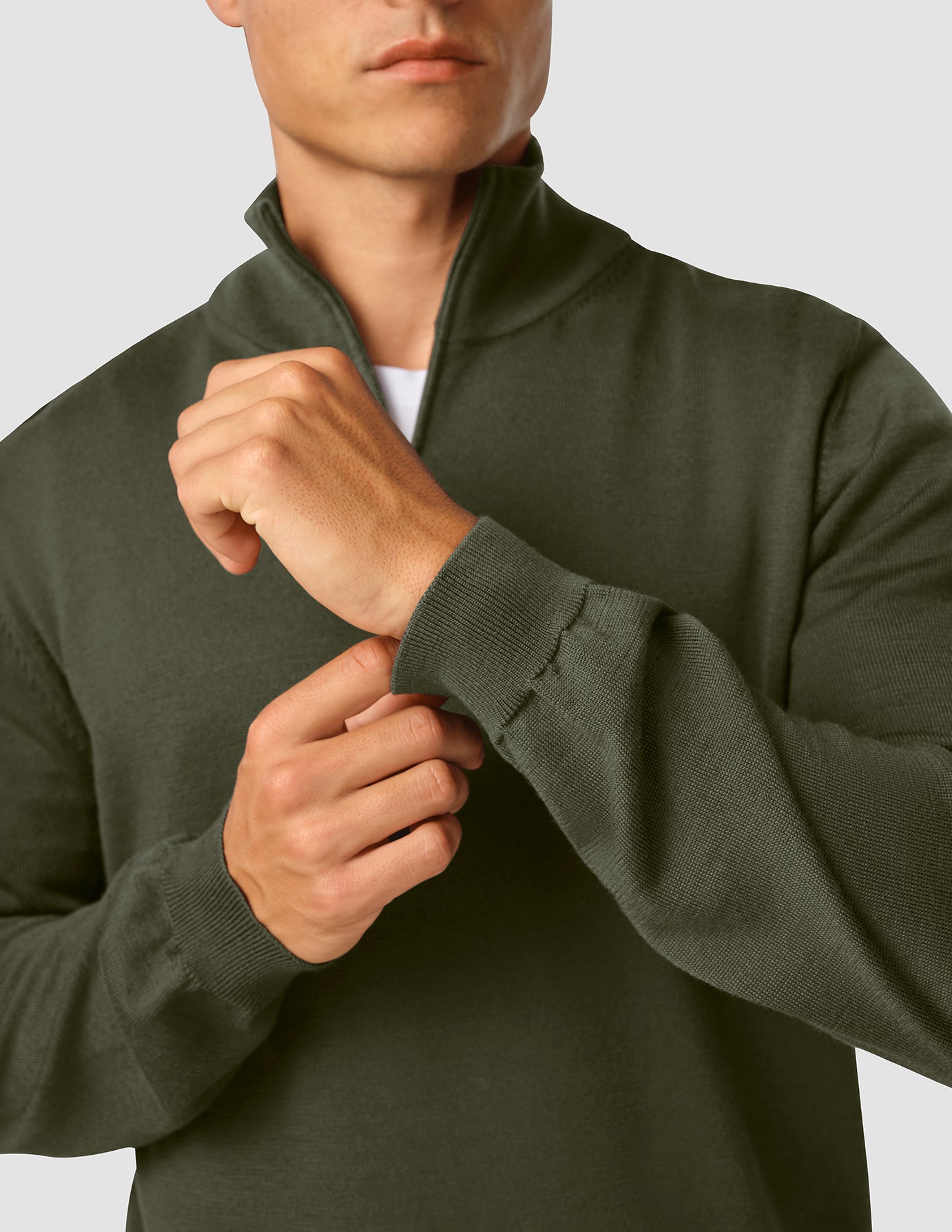 Premium Merino Half Zip Nightfall Green